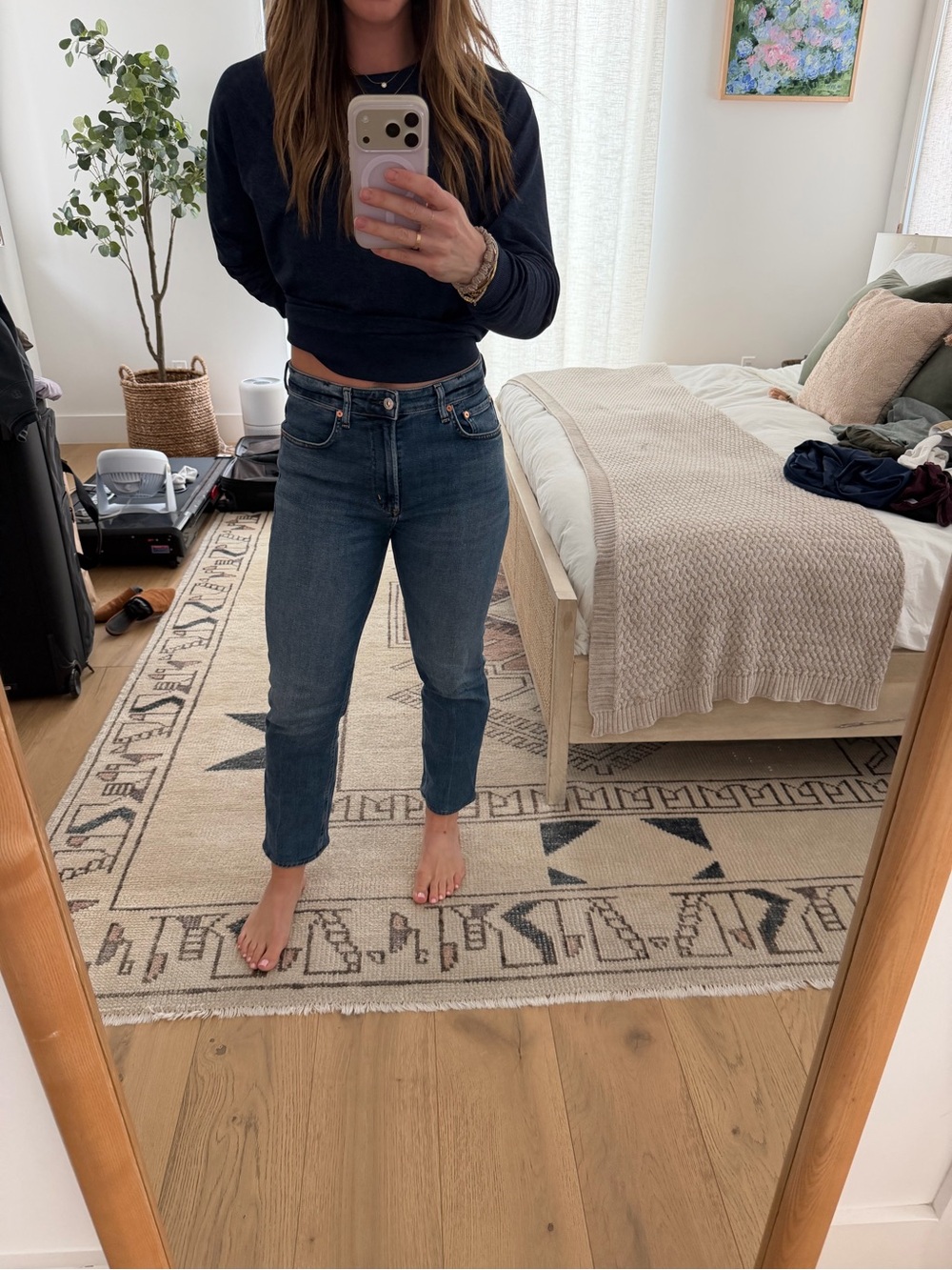Citizens Of Humanity Dark Blue Cropped Straight Jeans